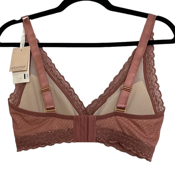 New ANAONO Bra Womens 32 Small Pink Susan Front Wrap Lace Wireless Bralette - Picture 2 of 14